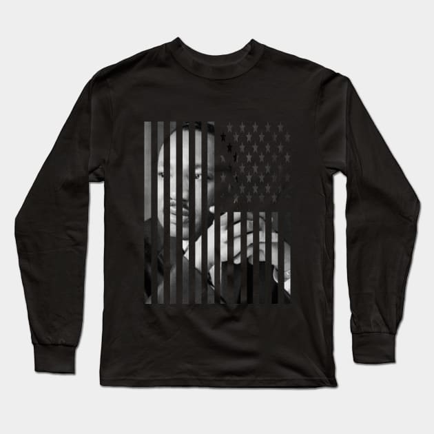 MLK - American Flag Long Sleeve T-Shirt by PlanetJoe